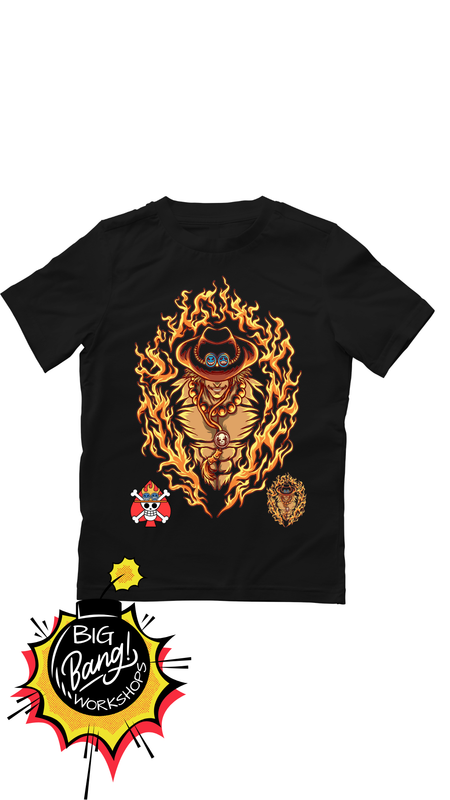 OP | Ace - Envuelto En Llamas Simbolo Espada Bandera Whitebeard