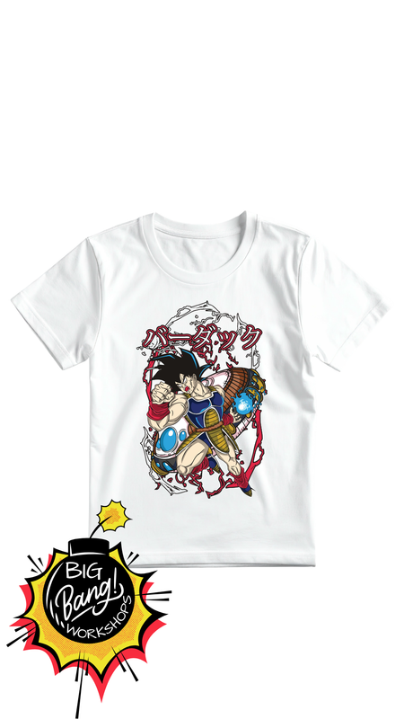 DBZ | Bardock - Guerrero Accion Kanji Energia CamisaBlanca