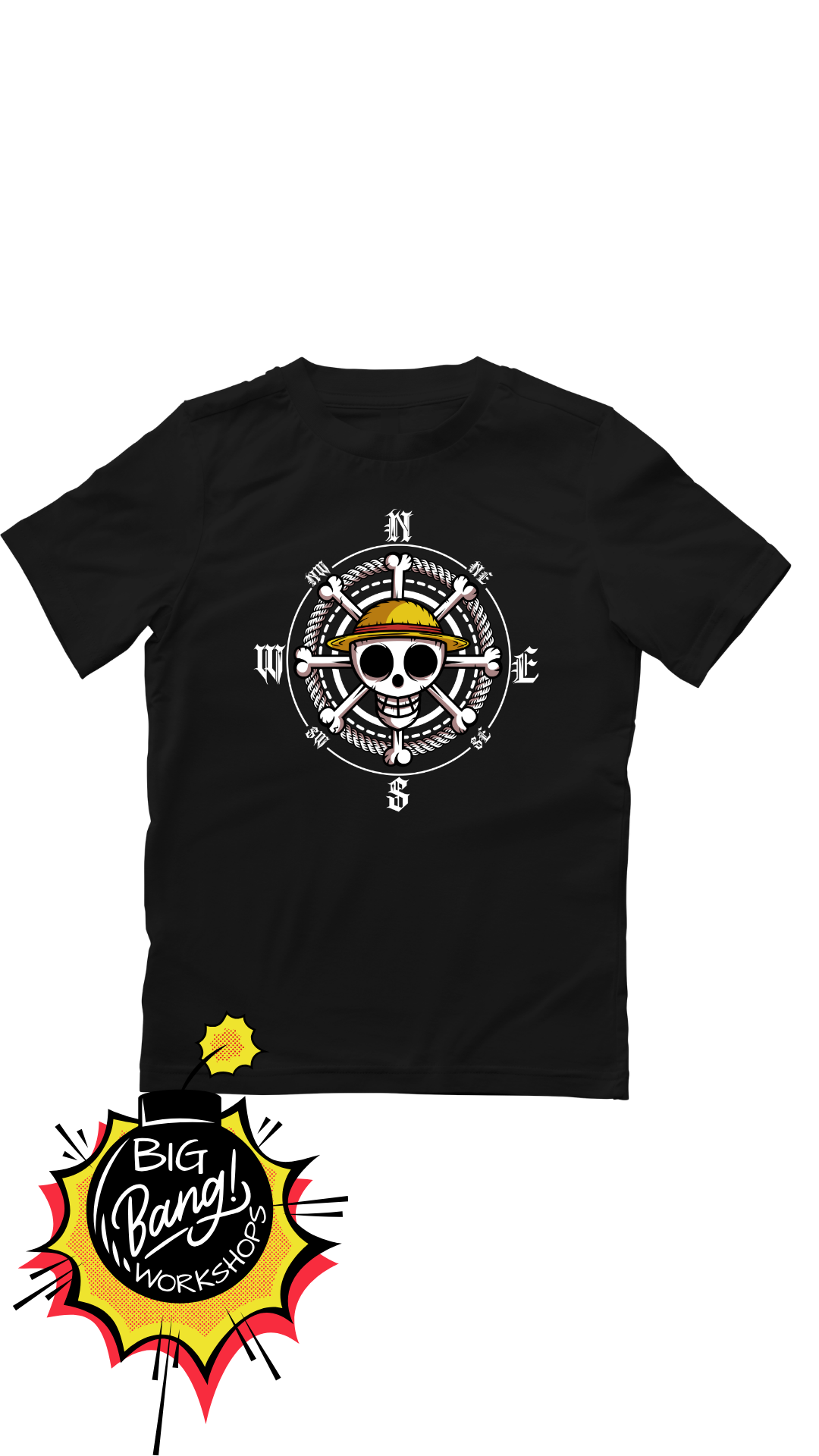 OP | Logo - Mugiwara Brujula Compas Blanco Negro