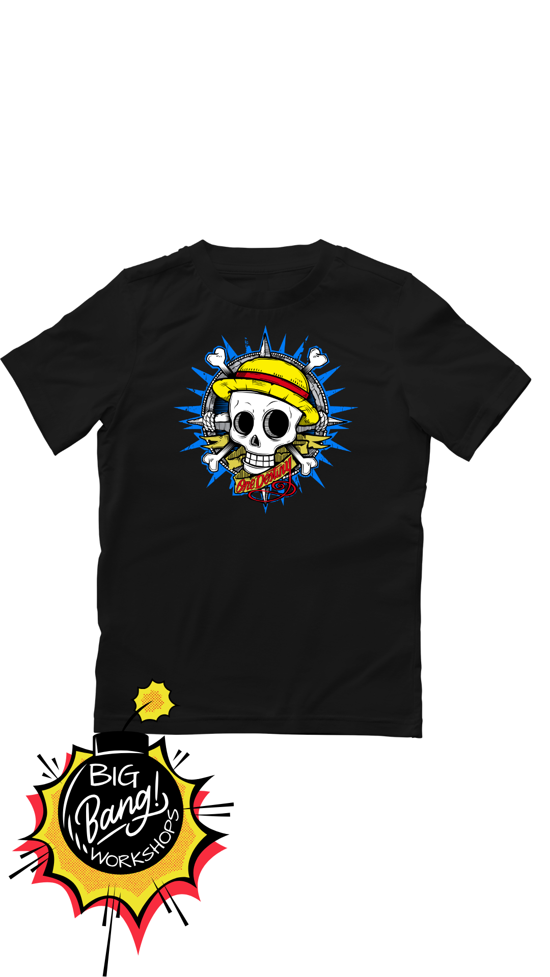 One Piece | Logo Mugiwara - Calavera Rayos Azul Amarillo
