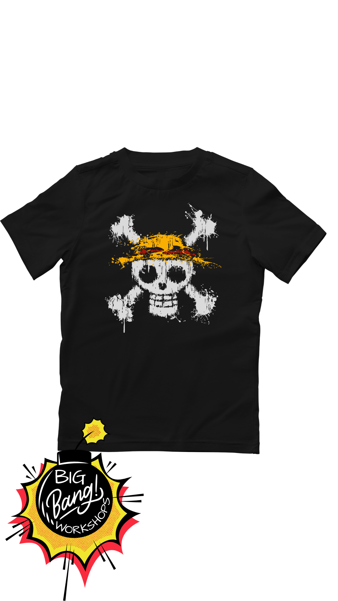 One Piece | Logo Mugiwara - Calavera Salpicadura Blanco