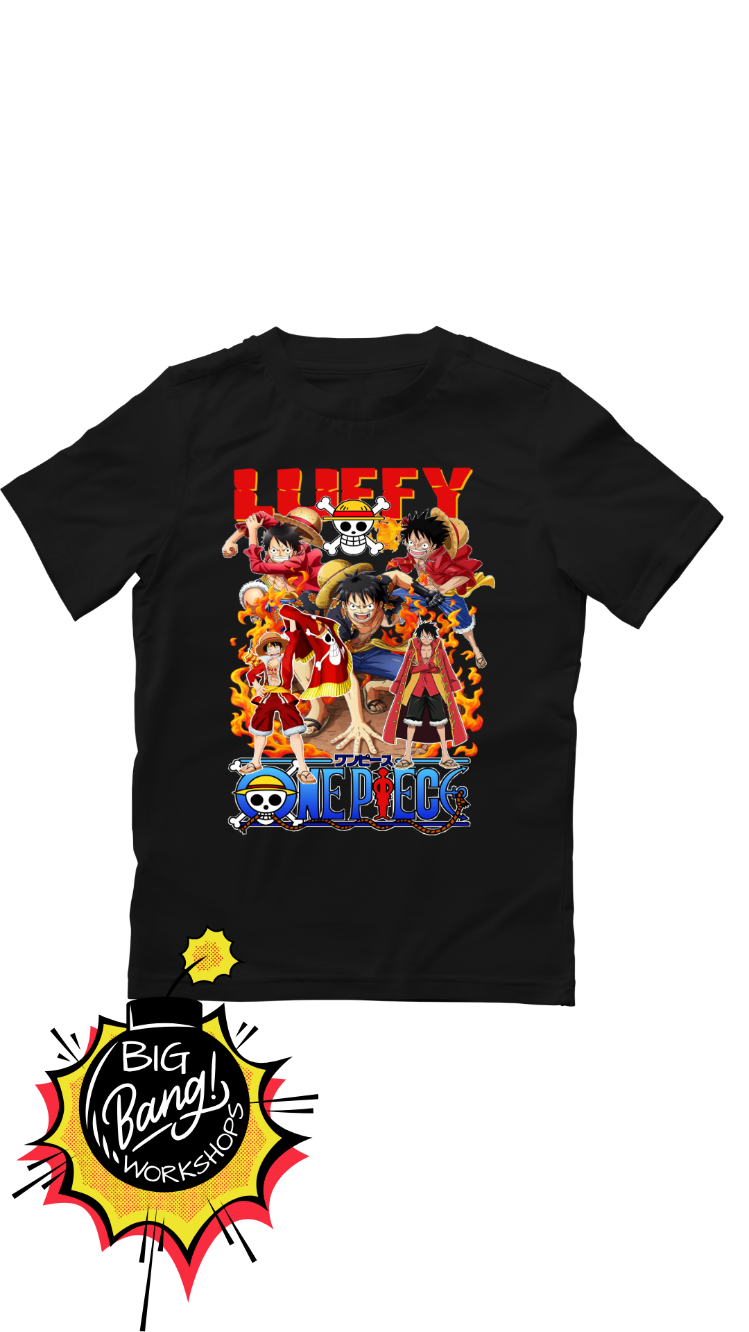 One Piece | Luffy Transformaciones - Collage Retro Rojo