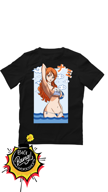 OP | Nami - Bikini Oceano Texto Japones Cabello Naranja