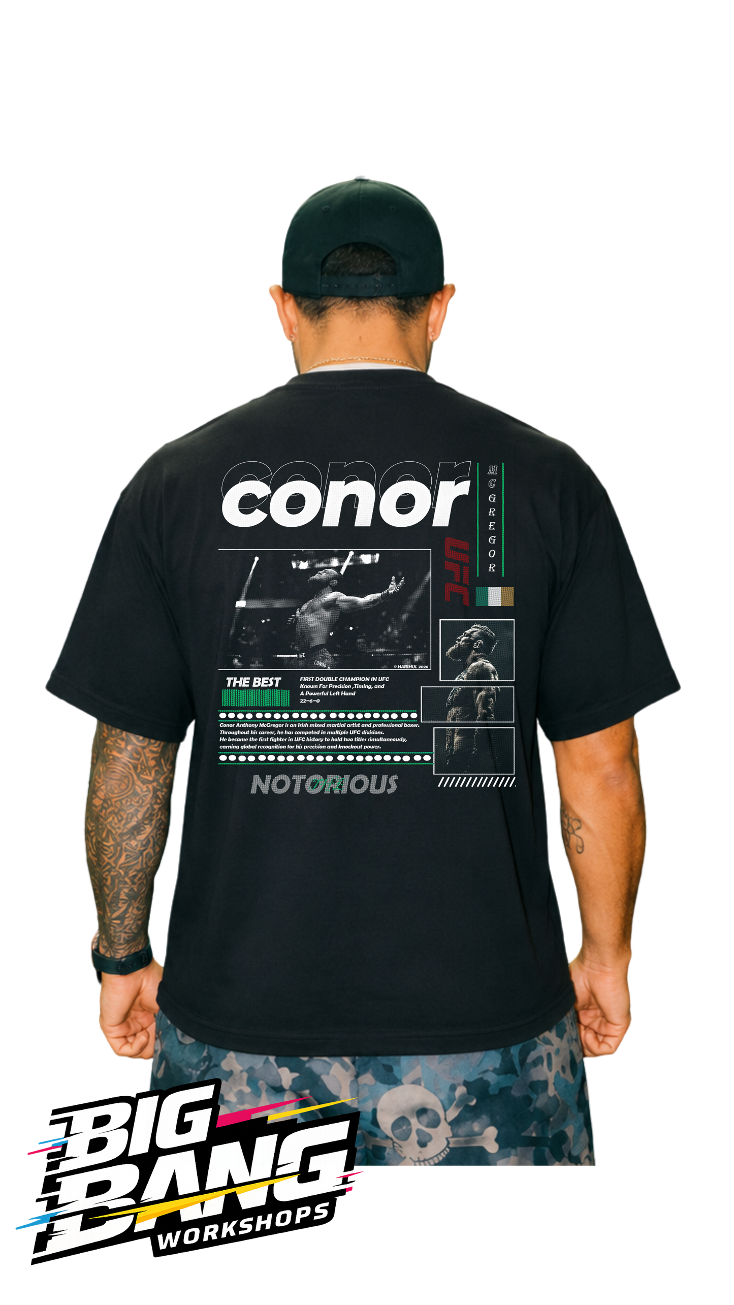 Playera oversize Conor McGregor UFC espalda - Big Bang Workshops