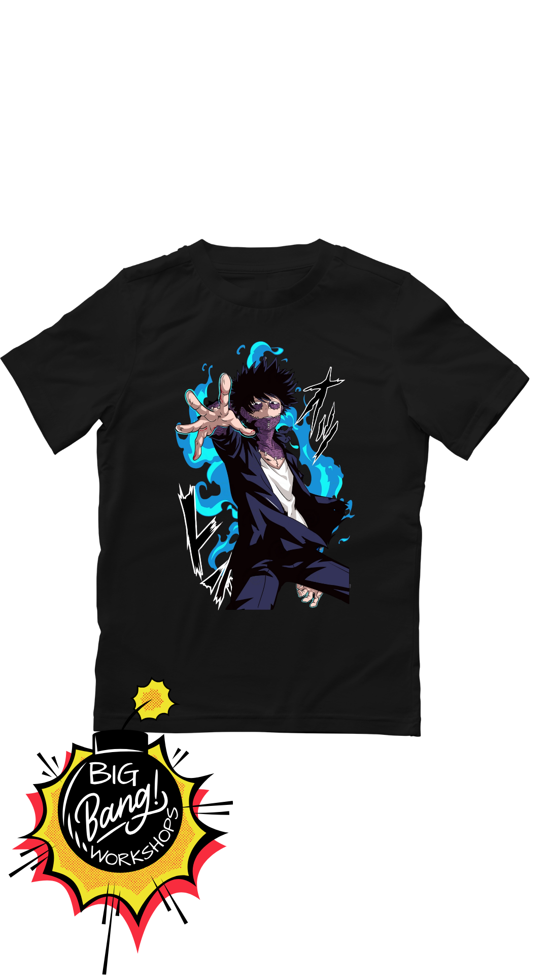 Playera negra con diseño de personaje anime - Big Bang Workshops