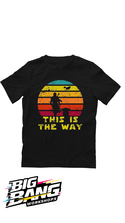 The Mandalorian This Is The Way retro sunset black t-shirt - Big Bang Workshops