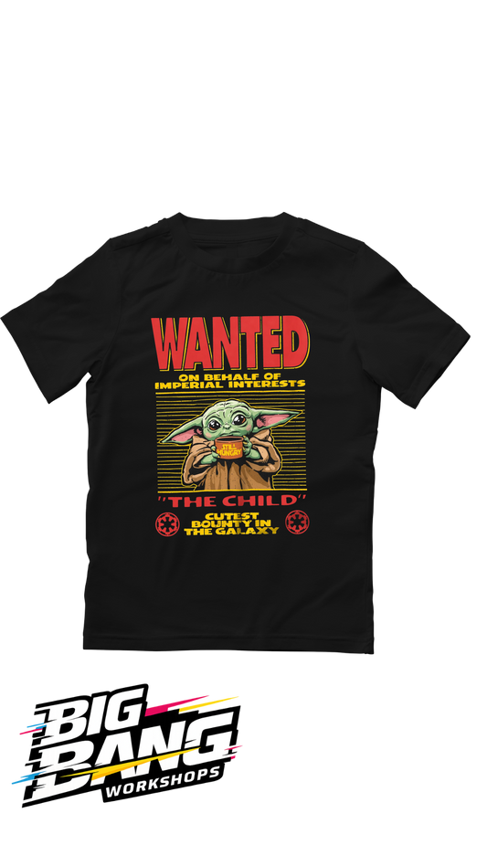 The Mandalorian Grogu Wanted The Child black t-shirt - Big Bang Workshops
