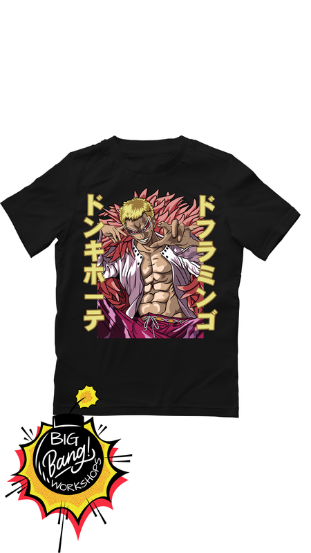 OP | Doflamingo - Texto Japones Hilos Rosa Pose Combate