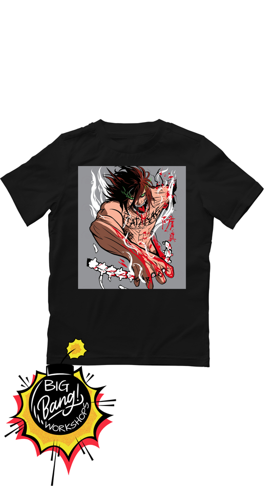 AOT | Eren Titan - Ataque Sangre Fondo Gris