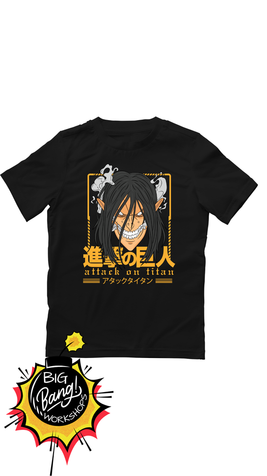 AOT | Eren Titan - Cara Sonrisa Dorado Kanji