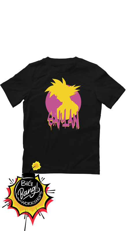 DBZ | Goku - Saiyan Silueta Drip Amarillo Circulo Rosa