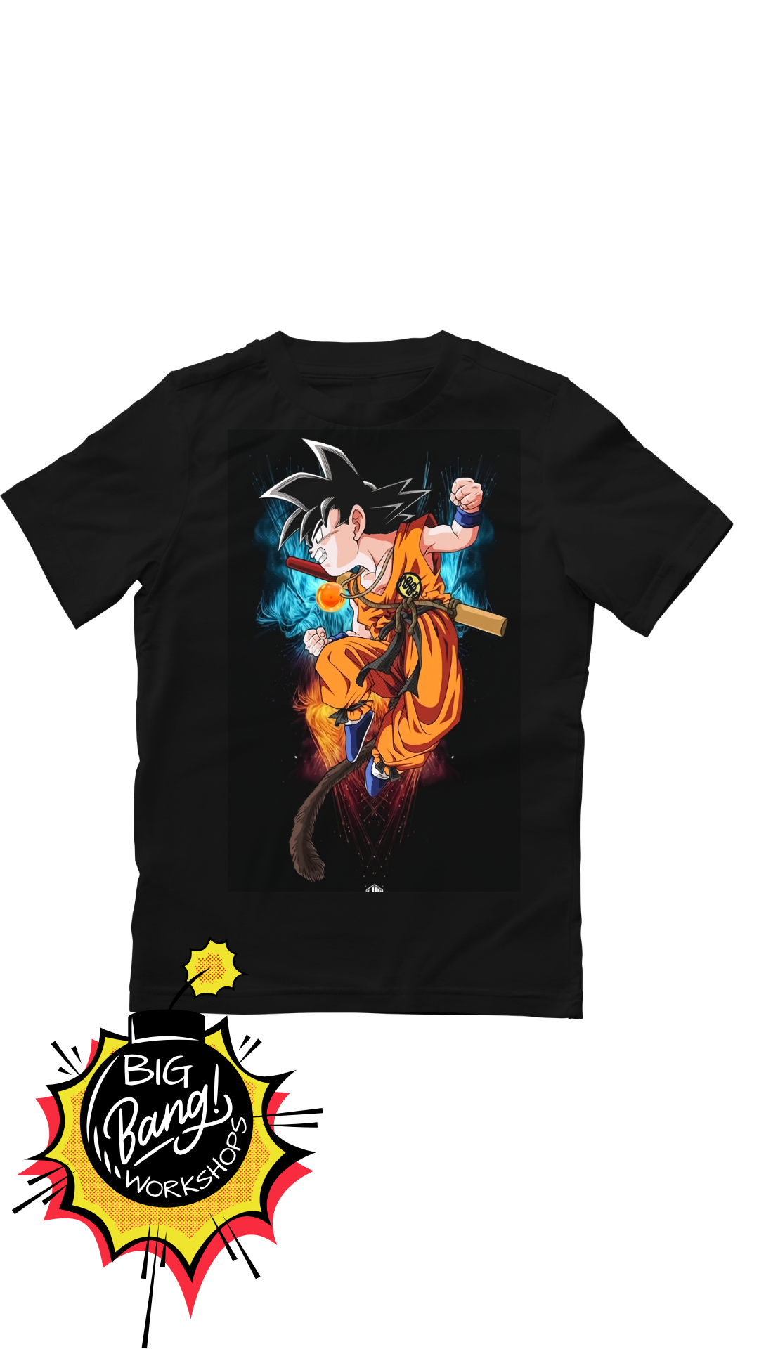Dragon Ball | Goku Traje - Naranja Baston Fuego Azul Rojo