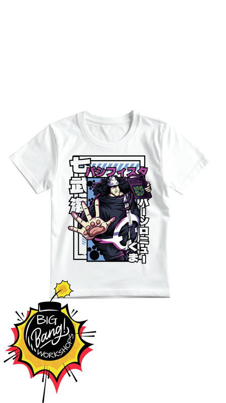 OP | Kuma - Bartholomew Camiseta Blanca Texto Japones