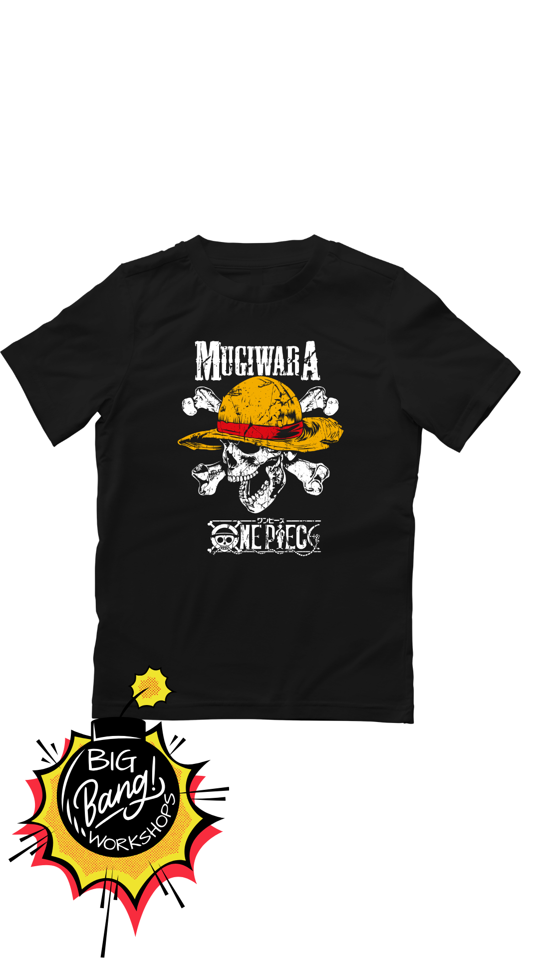 One Piece | Logo Mugiwara - Calavera Texto Blanco