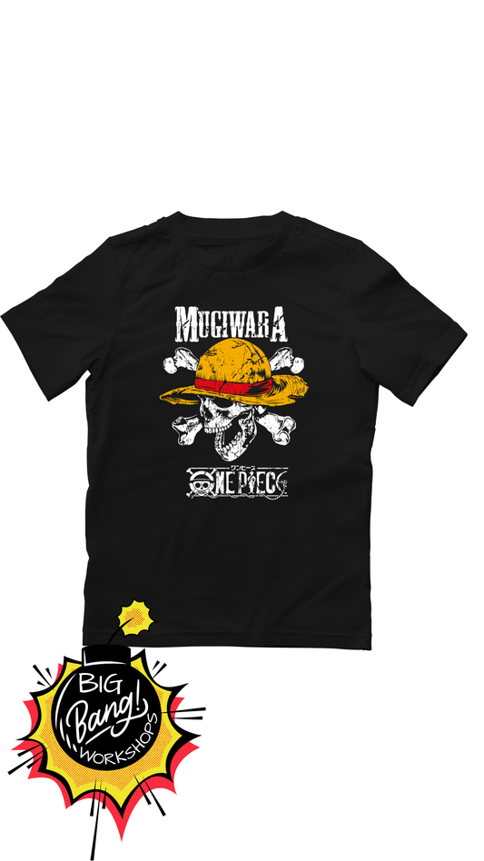 One Piece | Logo Mugiwara - Calavera Texto Blanco