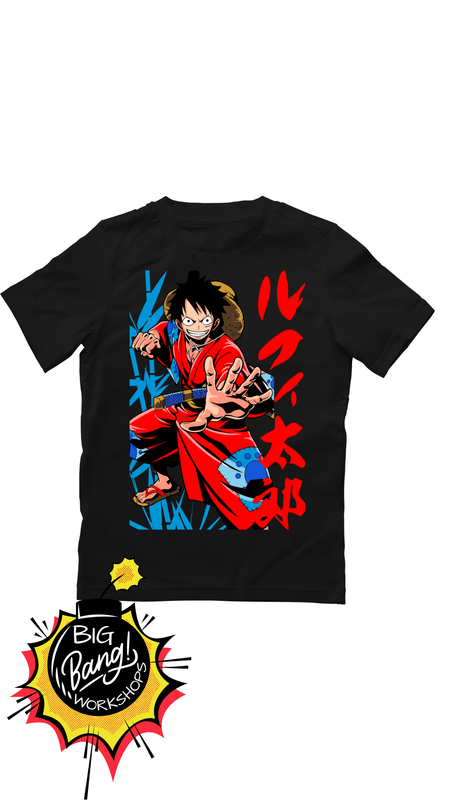OP | Luffy - Wano Rufitaro Rojo Azul Texto Japones