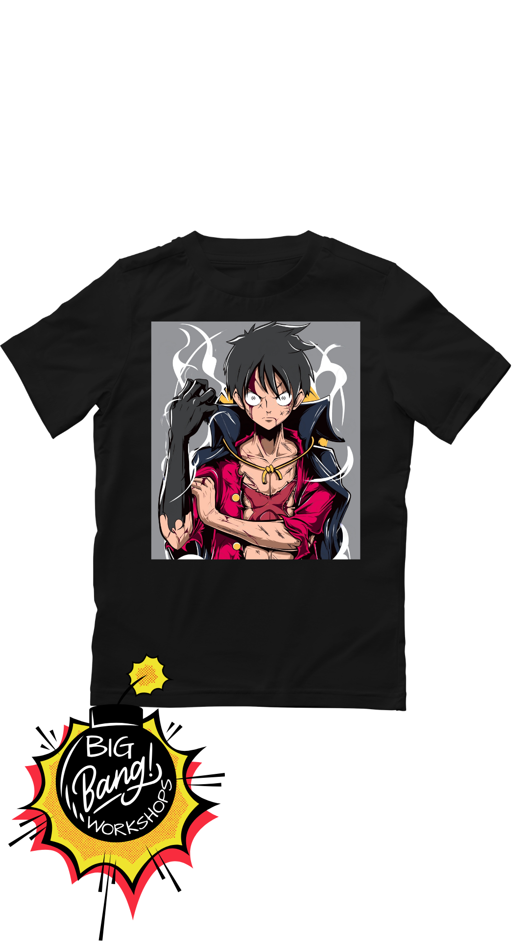 One Piece | Luffy Aura - Oscura Pose Seria Fondo Gris