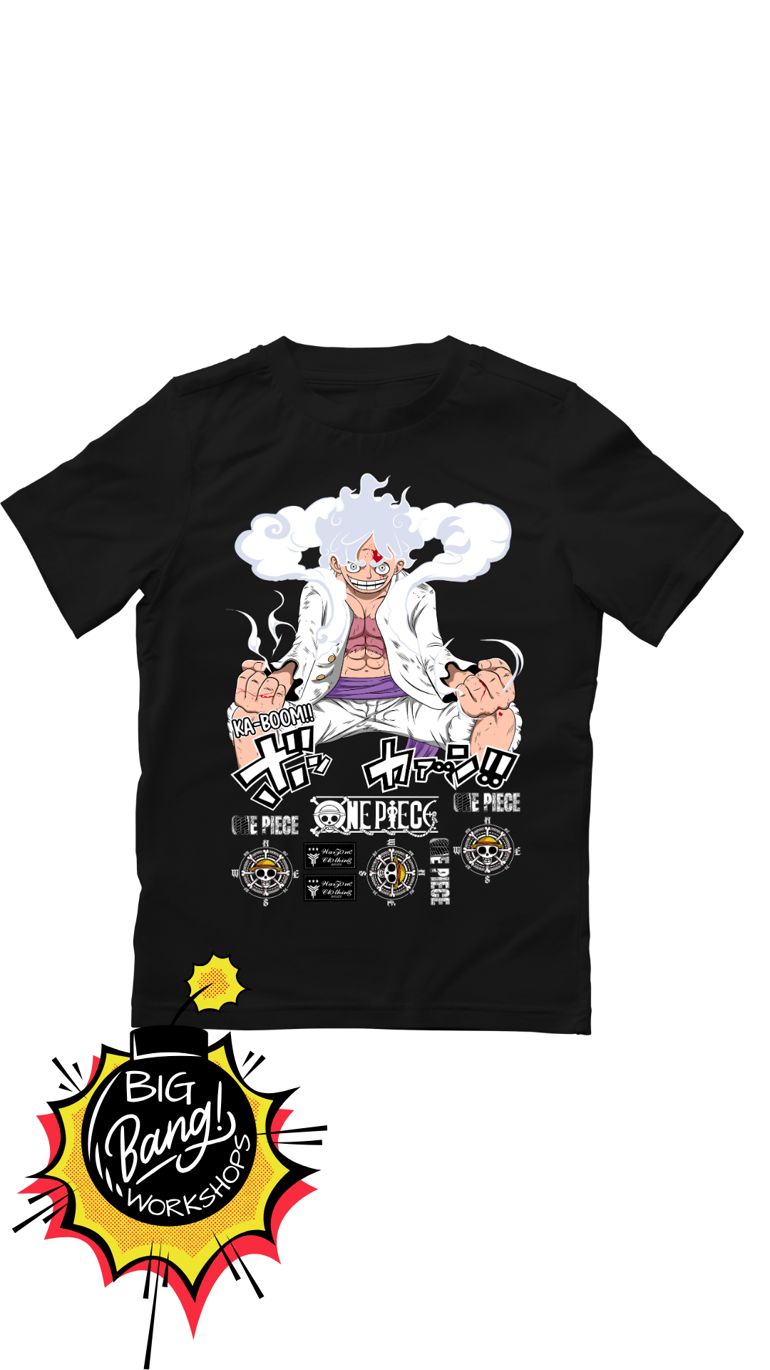 One Piece | Luffy Gear5 - Nika Katachi Logotipos Blanco