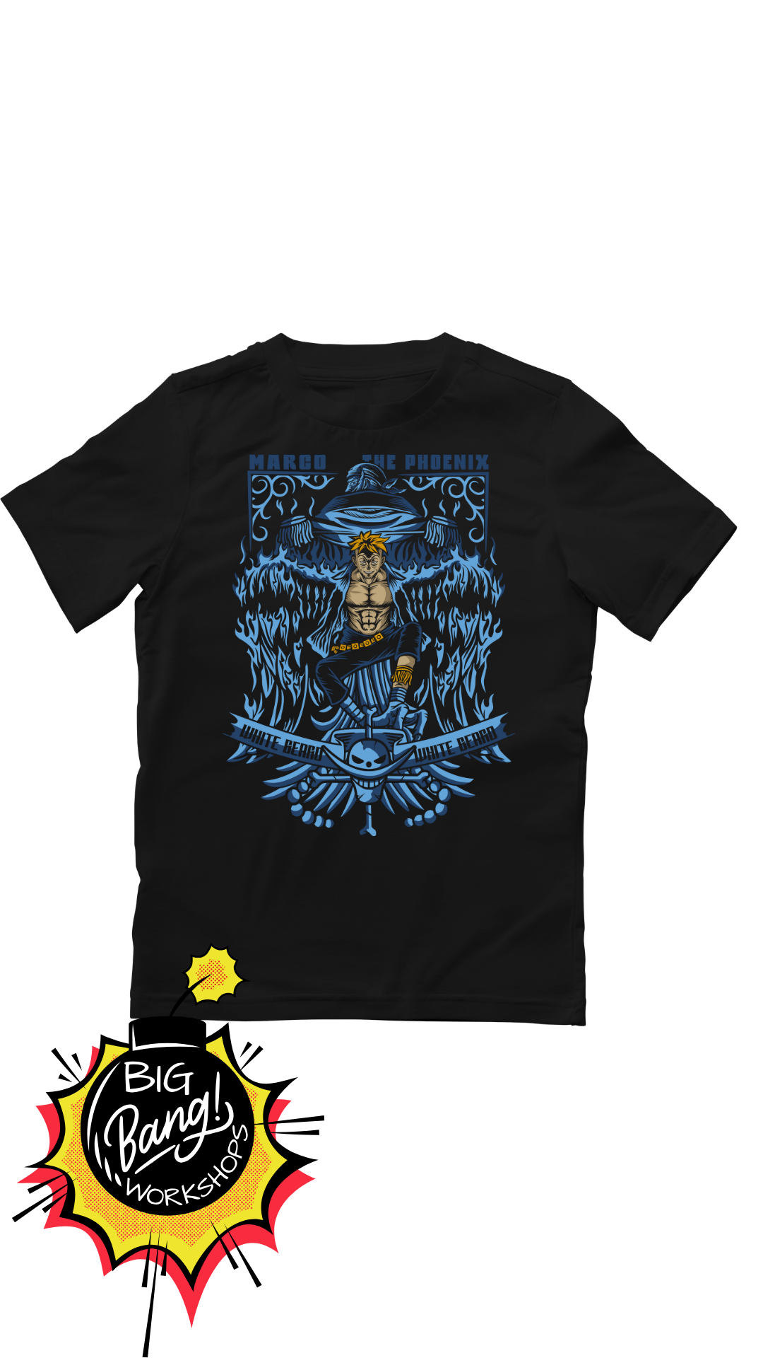 One Piece | Marco - El Fenix Alas Llamas Azules Poster v2