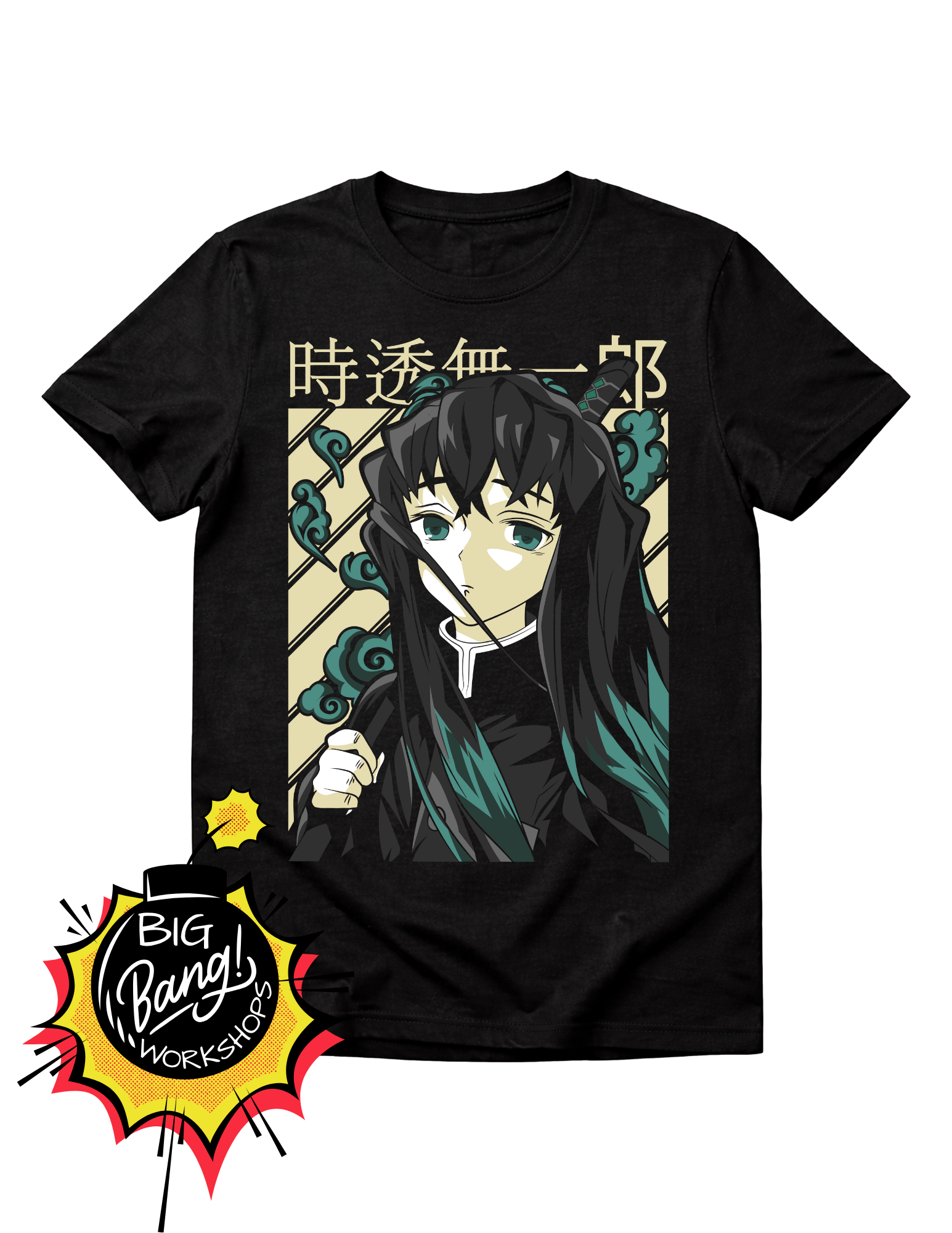 Demon Slayer | Muichiro Tokito - Pelo Largo Kanji Fondo Dorado