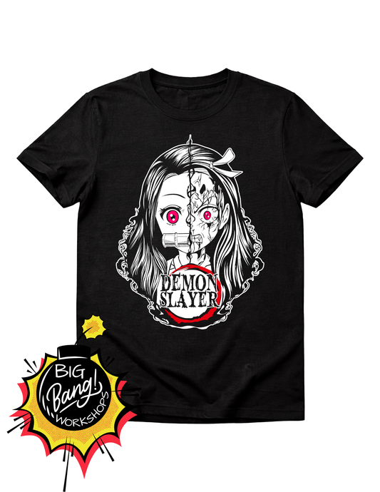 Demon Slayer | Nezuko Rostro - Dividido Humano Demonio Logo