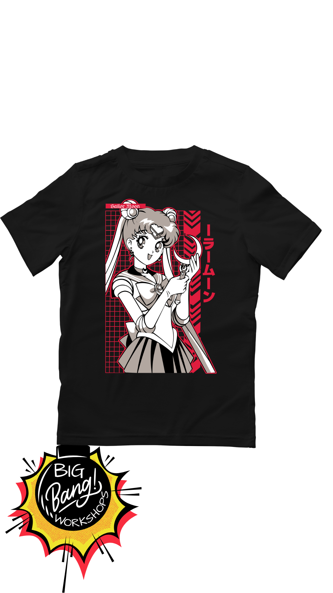 Sailor Moon | Sailor Moon - Estilo Manga Rojo Texto Japones
