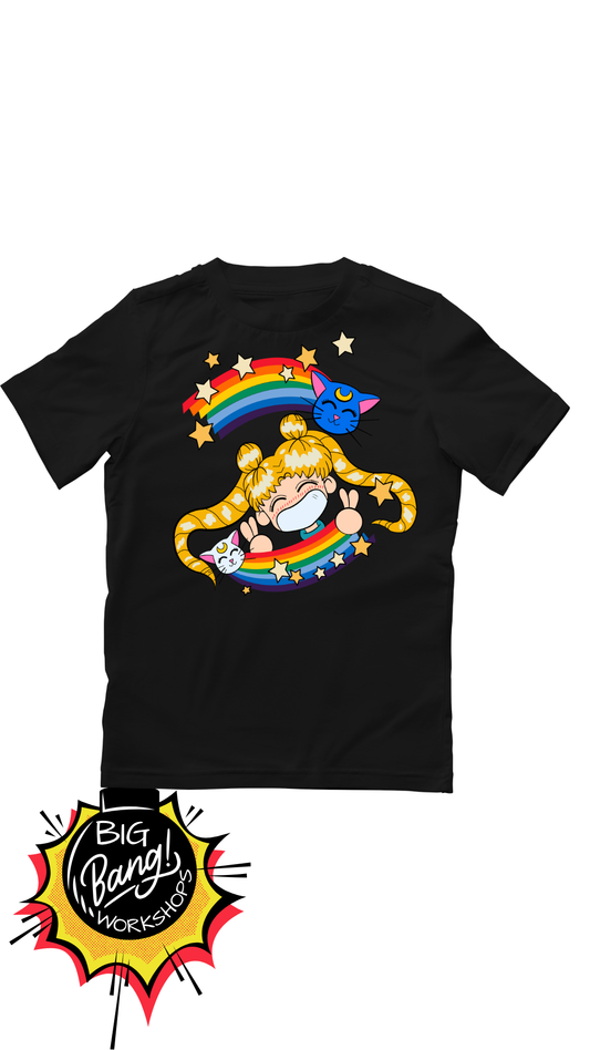 SM | Sailor Moon - Kawaii con Luna y Artemis Arcoiris
