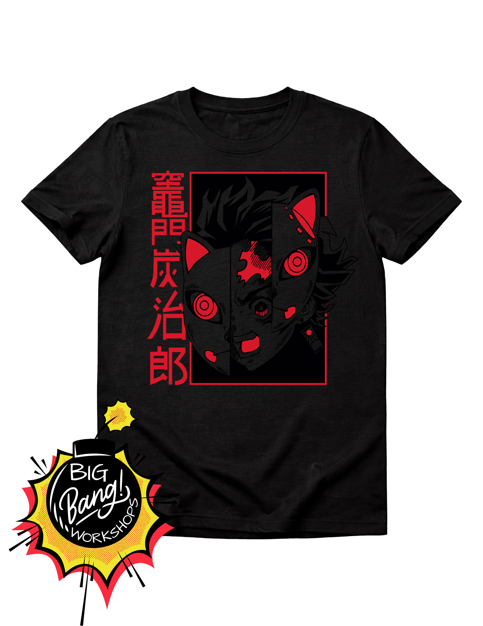 Demon Slayer | Tanjiro Mascara - Zorro Cara Dividida Rojo