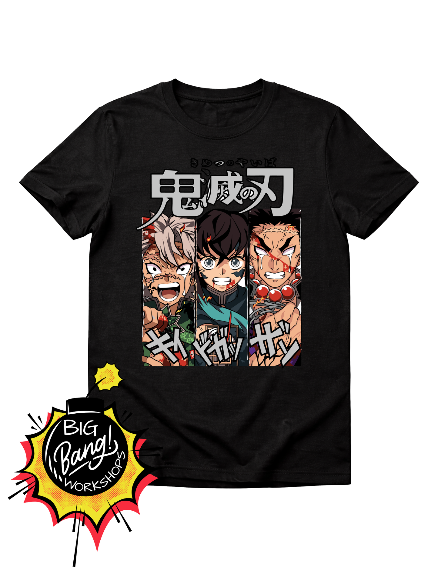 Demon Slayer | Trio Panel - Inosuke Tanjiro Rengoku Kanji