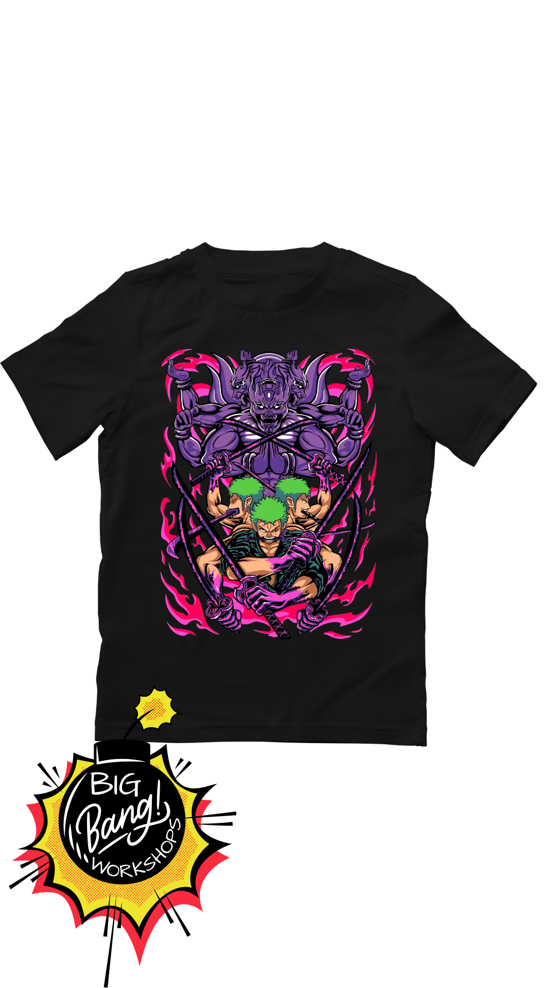 One Piece | Zoro - Demonio Llamas Neon Rosa Purpura