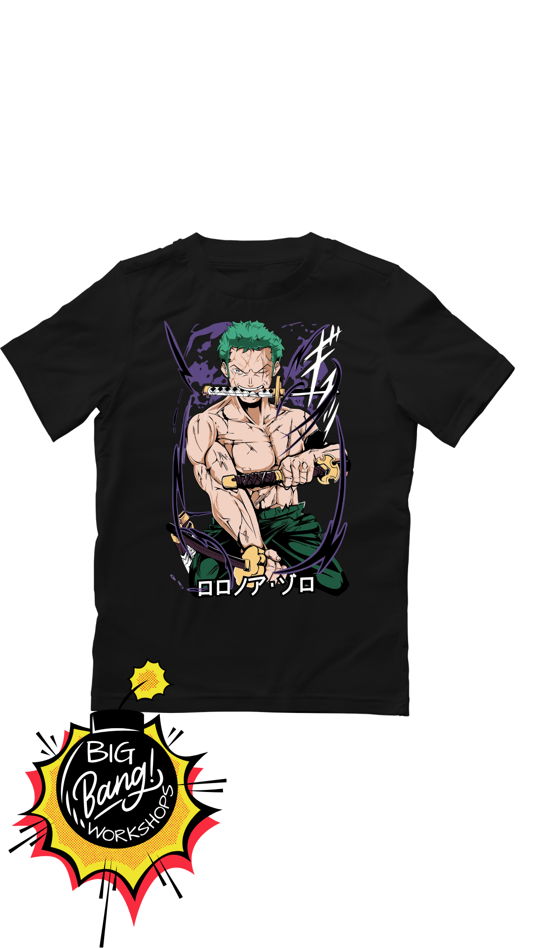 One Piece | Zoro - Espada En Boca Shirtless Texto Japones