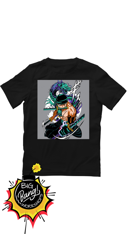 OP | Zoro Espadas - Dragon Teal Gris Fondo