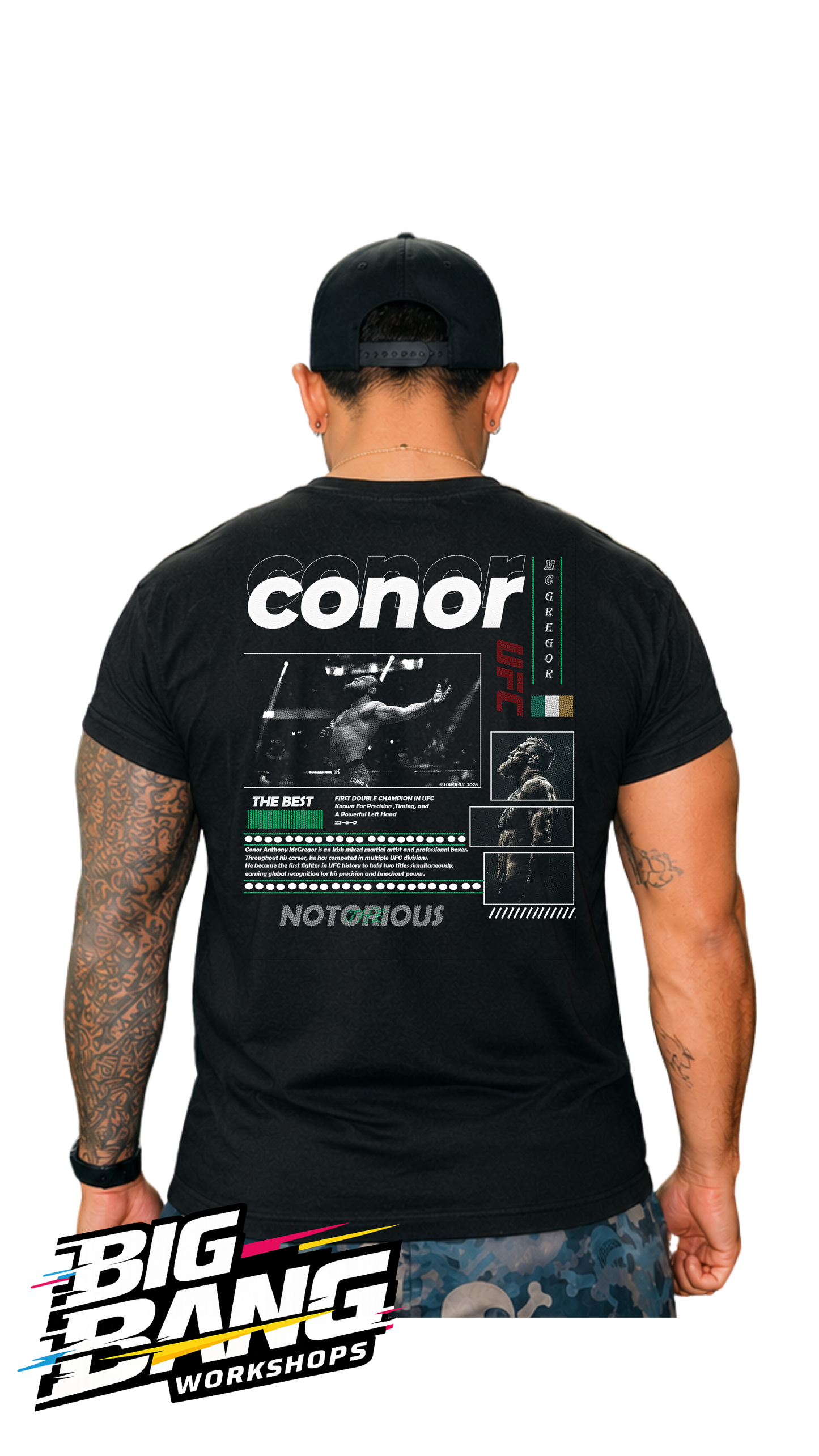 Playera regular fit Conor McGregor UFC espalda - Big Bang Workshops