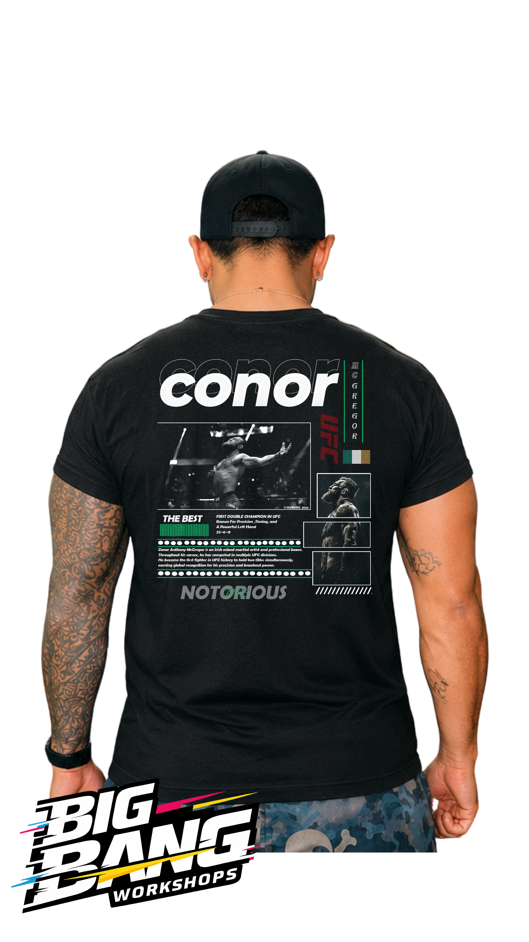 Playera regular fit Conor McGregor UFC espalda - Big Bang Workshops